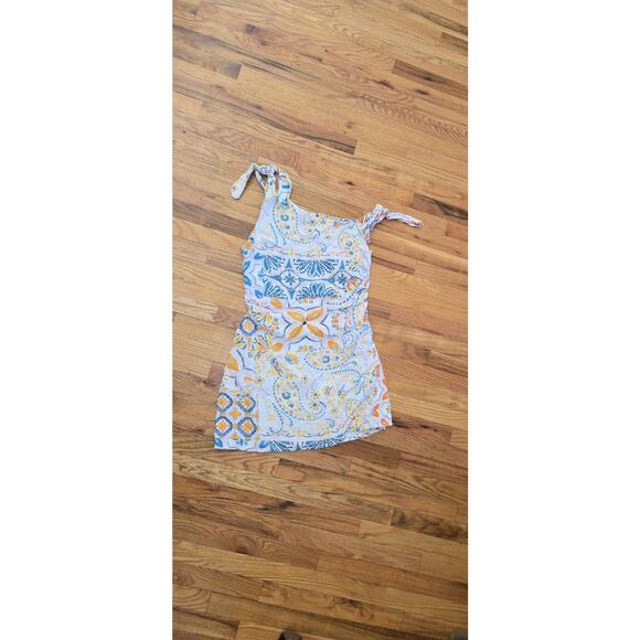 ASOS Design off the shoulder mini linen sundress with knot detail Cream Sz 12 - Picture 4 of 10